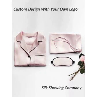 Enfärgad 100 % silke pyjamasset anpassat mönster