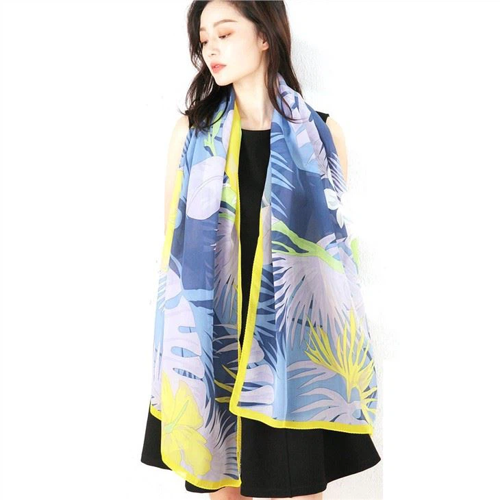 6 Mm/8 mm Silk Chiffon Scarf With Flowers