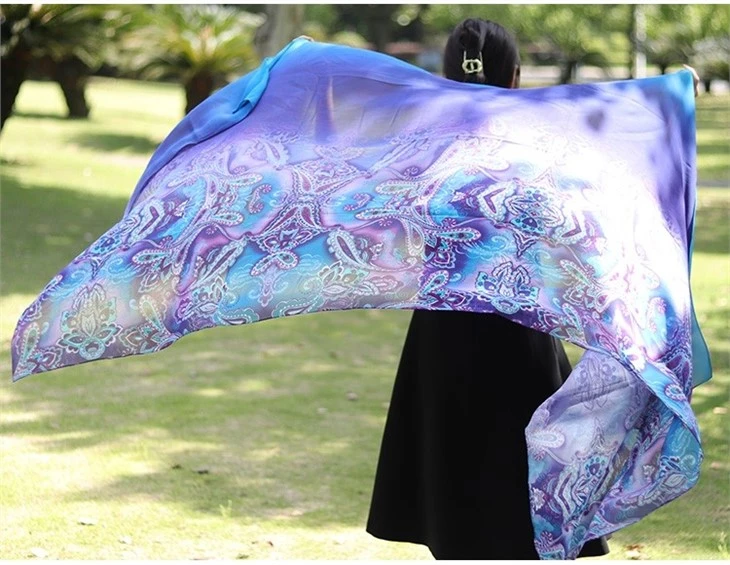 Purple Light Silk Georgette Sunscreen Beach Shawl Scarf